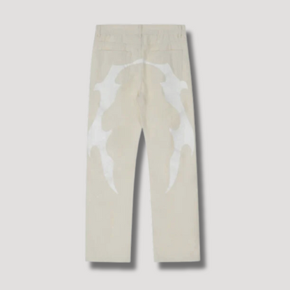 White Tribal Print Baggy Jeans