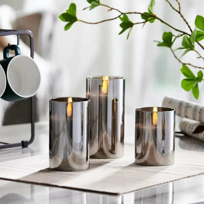 Electric Plotted Candle Set Lighting - Soft Flickering - Glass Casing