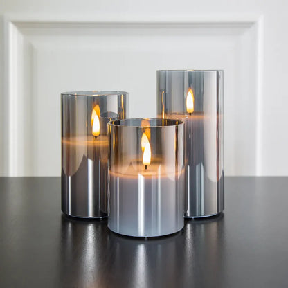 Electric Plotted Candle Set Lighting - Soft Flickering - Glass Casing