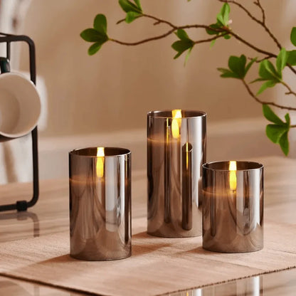 Electric Plotted Candle Set Lighting - Soft Flickering - Glass Casing