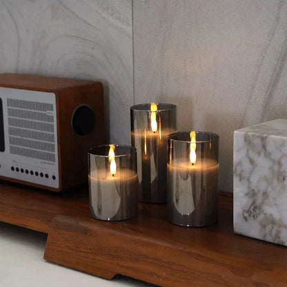 Electric Plotted Candle Set Lighting - Soft Flickering - Glass Casing
