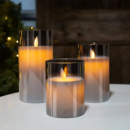 Electric Plotted Candle Set Lighting - Soft Flickering - Glass Casing