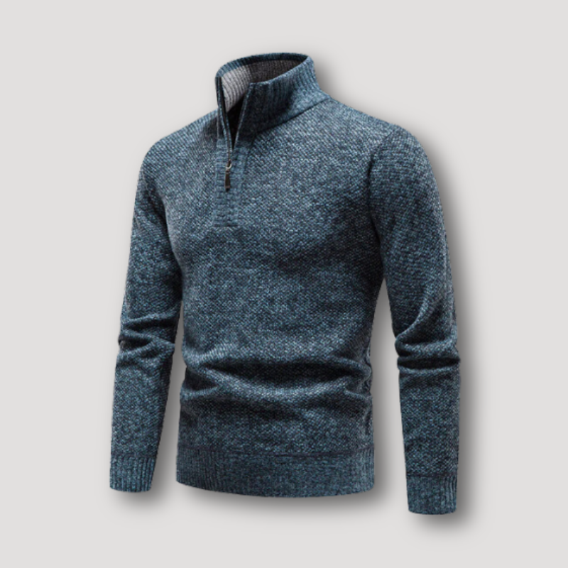 Wool Blend Quarter Zip Sweater for Men