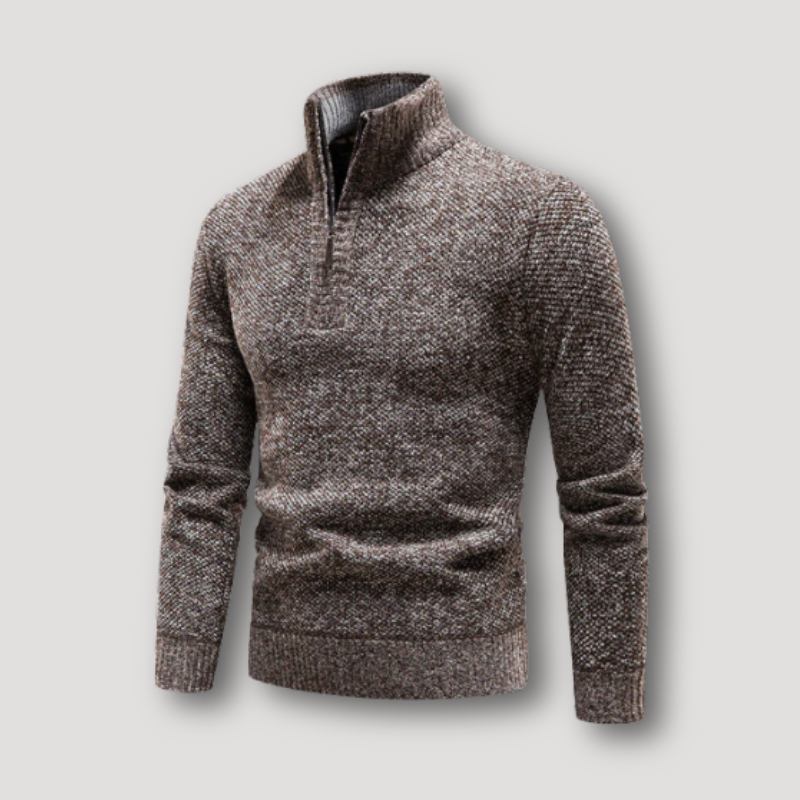 Wool Blend Quarter Zip Sweater for Men