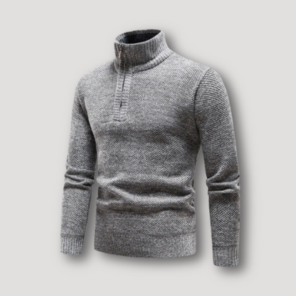 Wool Blend Quarter Zip Sweater for Men