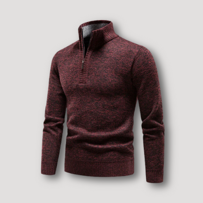 Wool Blend Quarter Zip Sweater for Men