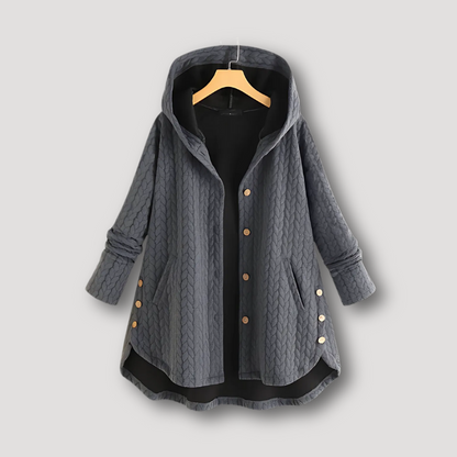 Cable Pattern Flowy Button Up Winter Jacket Women Australia