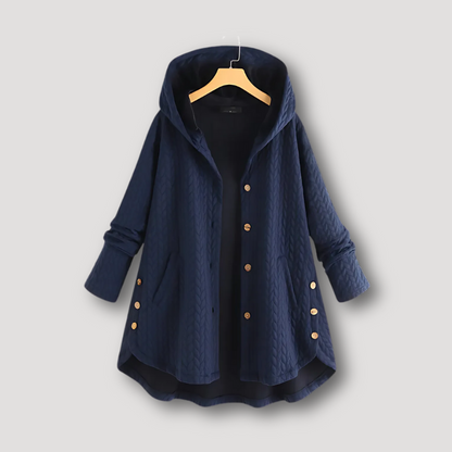 Cable Pattern Flowy Button Up Winter Jacket Women Australia