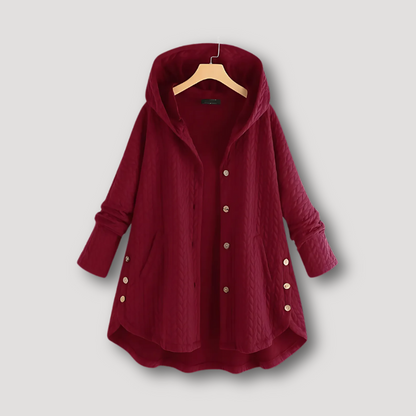 Cable Pattern Flowy Button Up Winter Jacket Women Australia