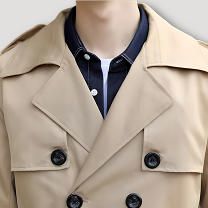 Casual Lapel Long Trench Coat Men