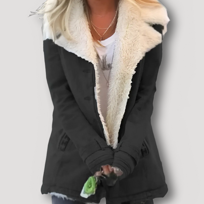 White Collar Sherpa Lined Jacket for Women