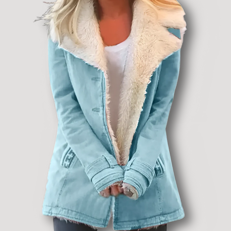 White Collar Sherpa Lined Jacket for Women