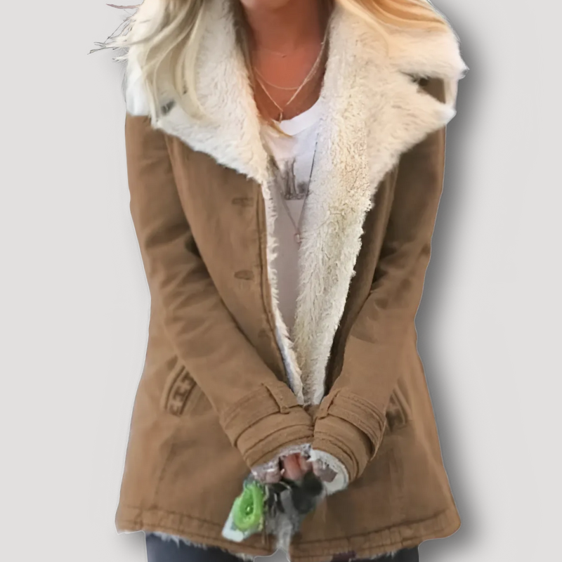 White Collar Sherpa Lined Jacket for Women