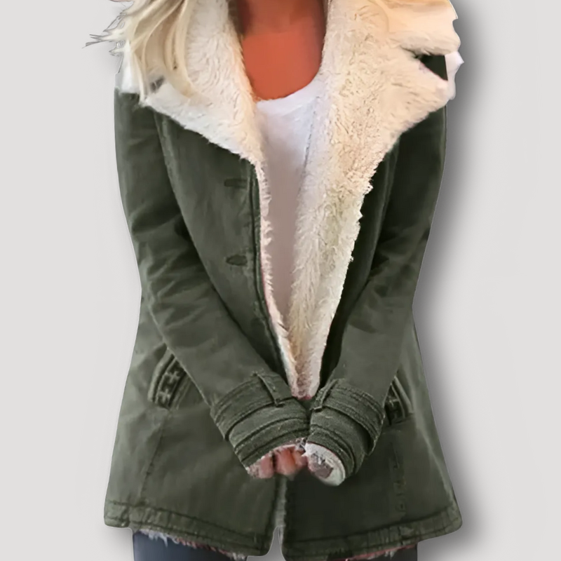 White Collar Sherpa Lined Jacket for Women