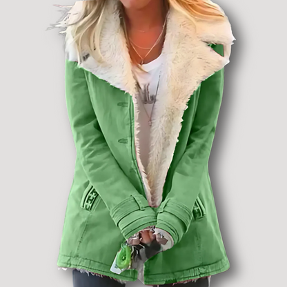 White Collar Sherpa Lined Jacket for Women