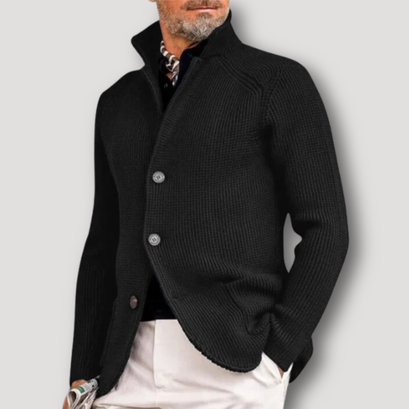 High Collar Knit Cardigan Sweater Men