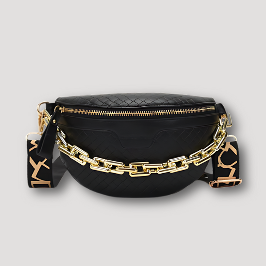 Thick Chain Fanny Pack Basket Weave Cross Body Waist Bag Women