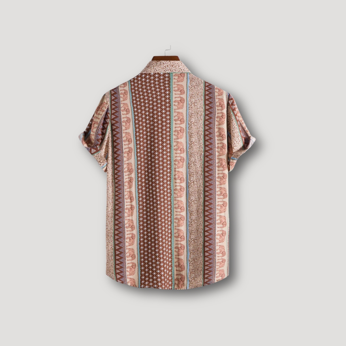 Elephant Geometric Button Up Shirt Short Sleeve