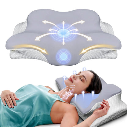 Ergonomic Contoured Butterfly Pillow - Memory Foam - Machine Washable