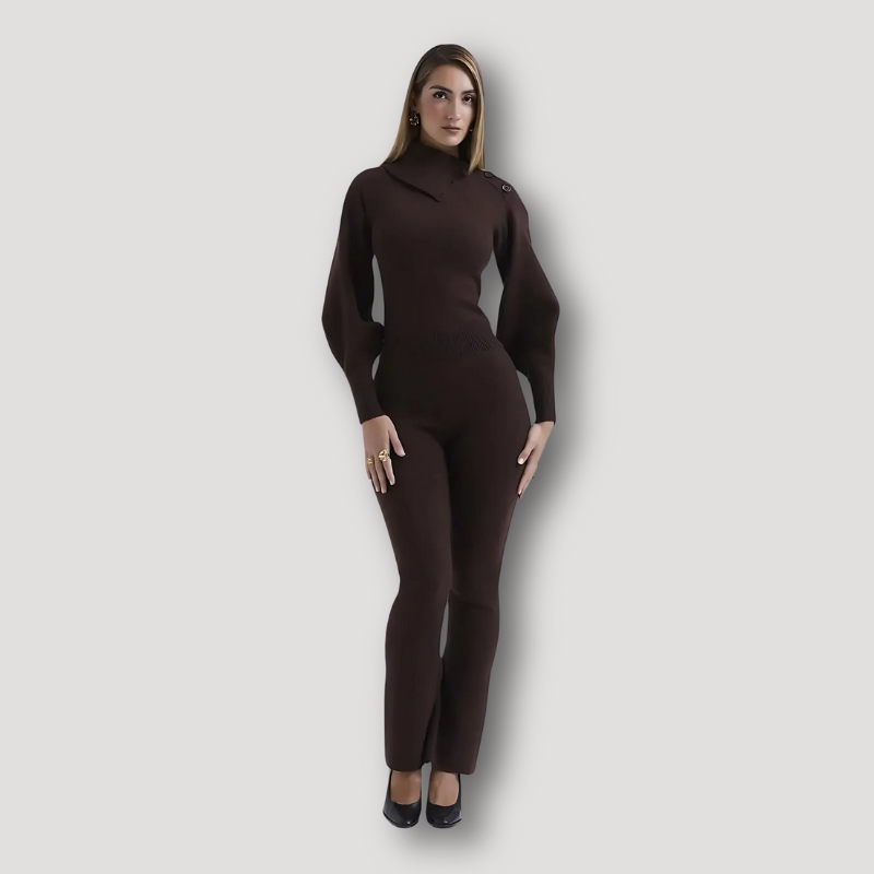 Long Lantern Sleeve High Waist Overall Jumpsuit Women