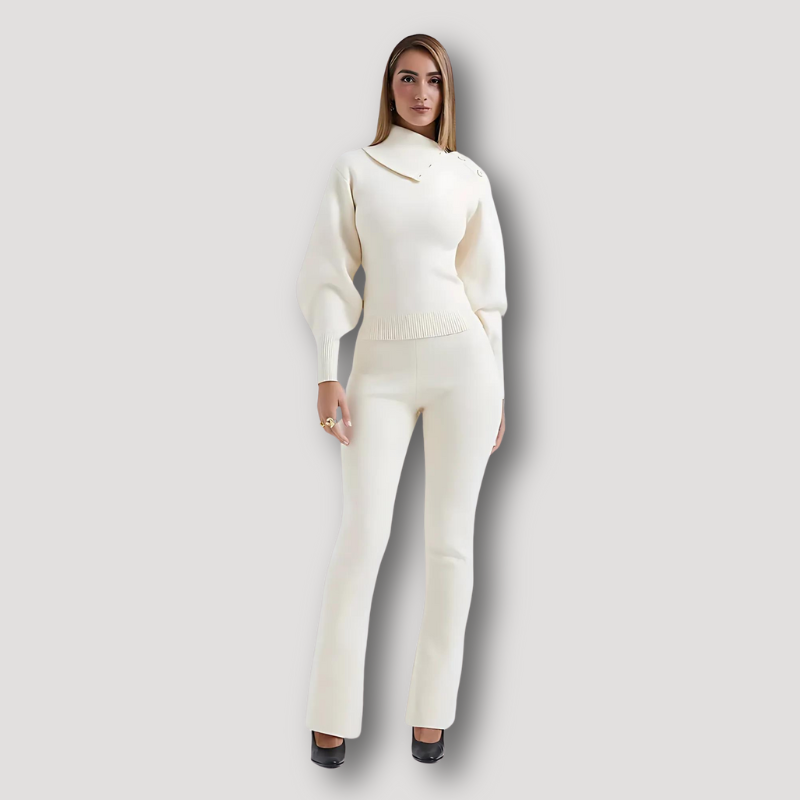 Long Lantern Sleeve High Waist Overall Jumpsuit Women