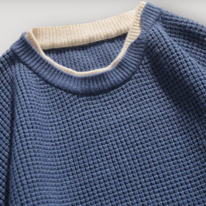 Double Layered Waffle Knit Sweater Man