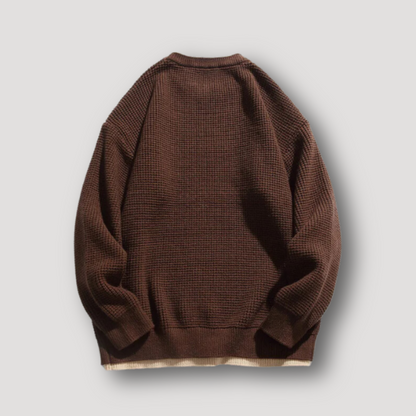 Double Layered Waffle Knit Sweater Man