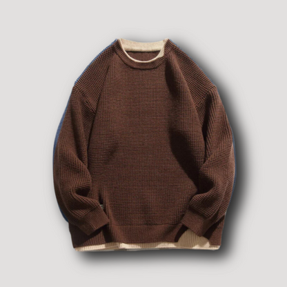 Double Layered Waffle Knit Sweater Man