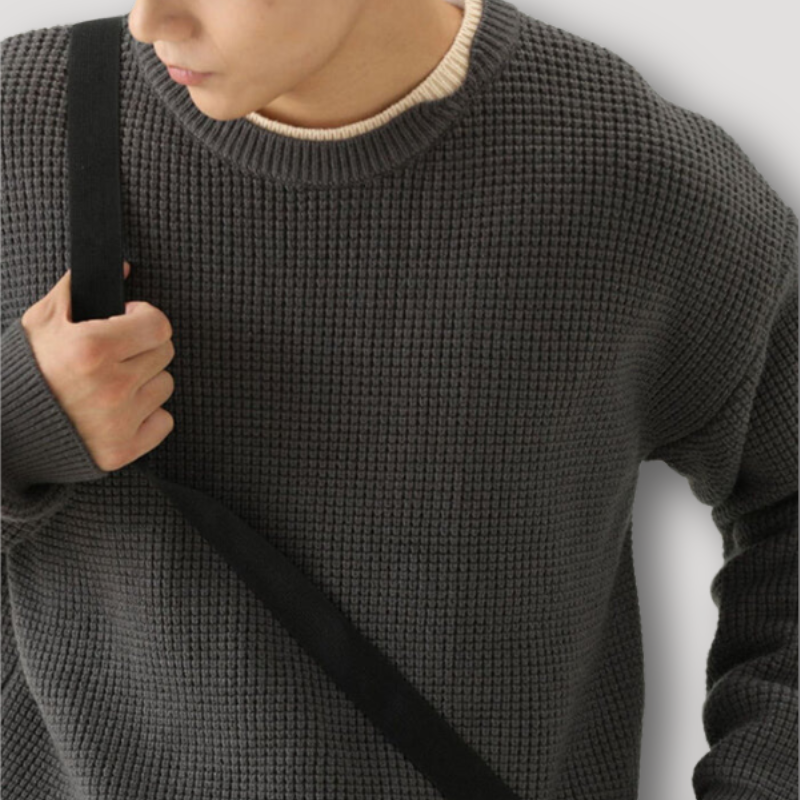 Double Layered Waffle Knit Sweater Man