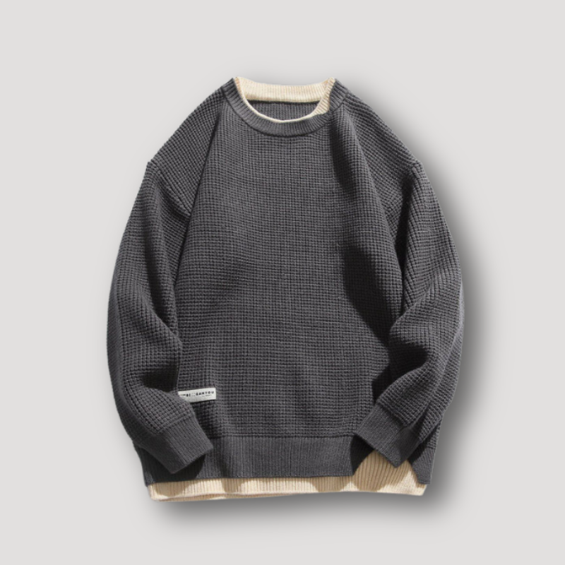 Double Layered Waffle Knit Sweater Man