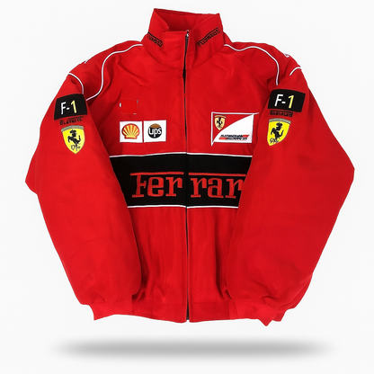 Vintage Ferrari Race Jacket - Men & Women – F1 Motorsport Style – Red Black White