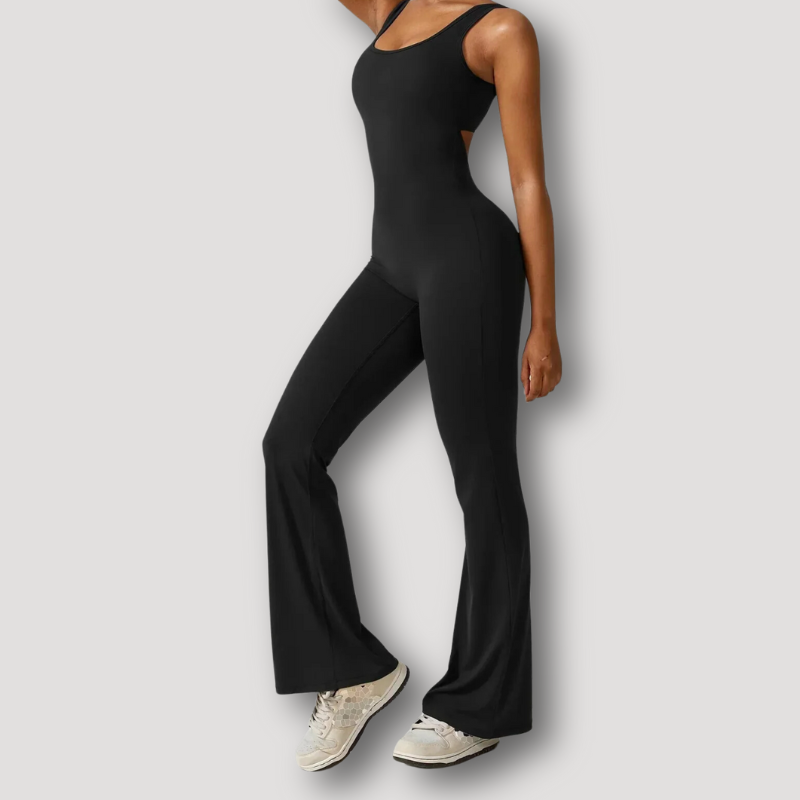 Backless Slim Fitted Overall Flared Jumpsuit Women