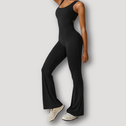 Backless Slim Fitted Overall Flared Jumpsuit Women