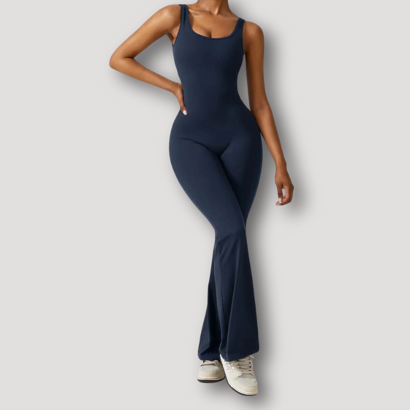 Backless Slim Fitted Overall Flared Jumpsuit Women