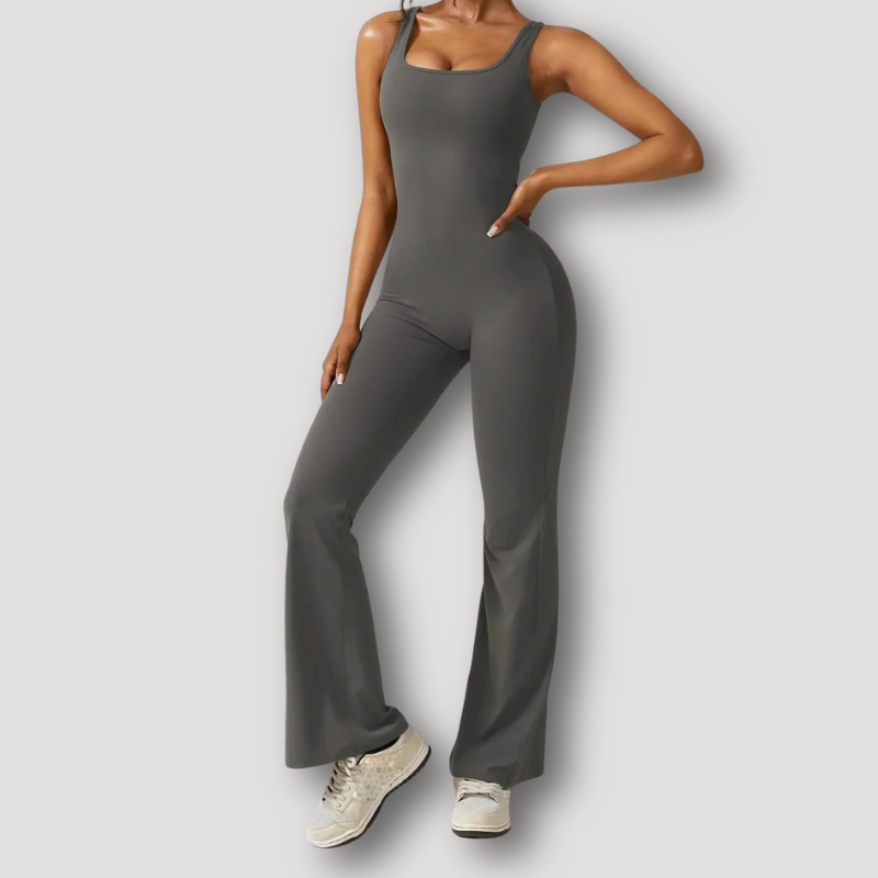 Backless Slim Fitted Overall Flared Jumpsuit Women