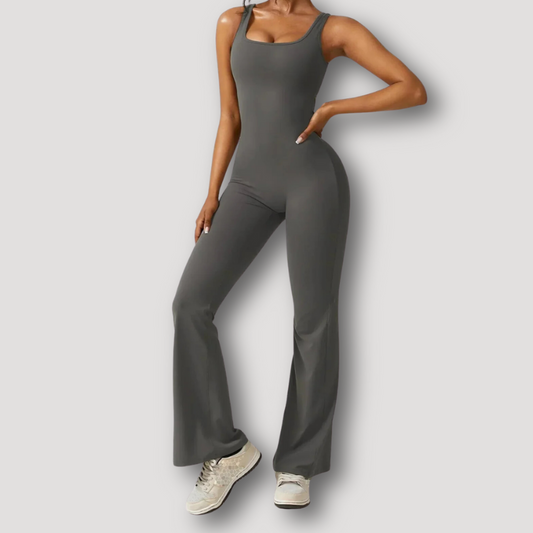 Backless Slim Fitted Overall Flared Jumpsuit Women