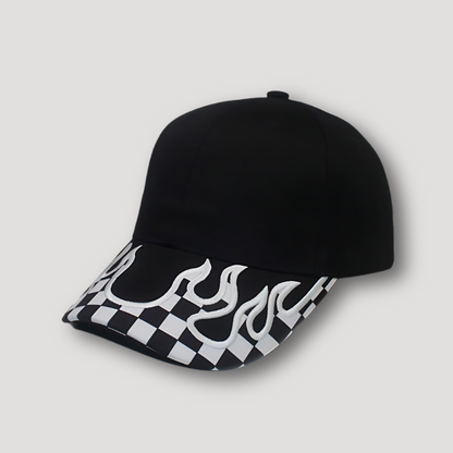 Flame Graphic Embroidery Black Baseball Cap Australia