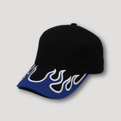 Flame Graphic Embroidery Black Baseball Cap Australia