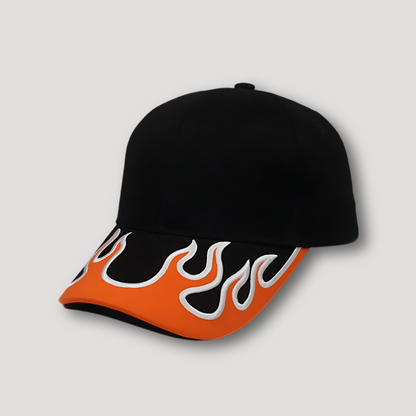 Flame Graphic Embroidery Black Baseball Cap Australia