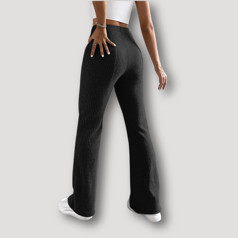 Women's Ribbed Knit Wide Leg High Waisted Pants