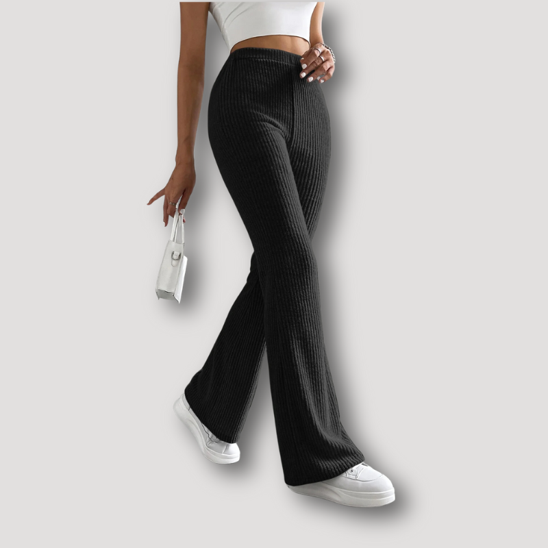 Women's Ribbed Knit Wide Leg High Waisted Pants