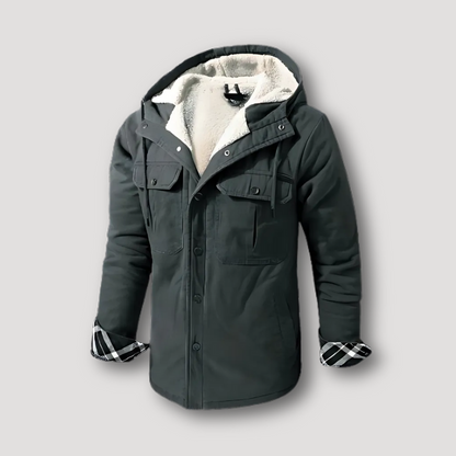 Rugged Button Up Insulated Sherpa Lined Winter Jacket