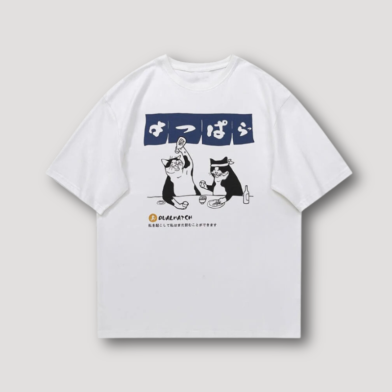 Dualmatch Japannese Style Cats Graphic T shirt