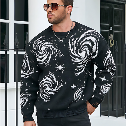 Galaxy Graphic Sweatshirt Knitted Sweater Man