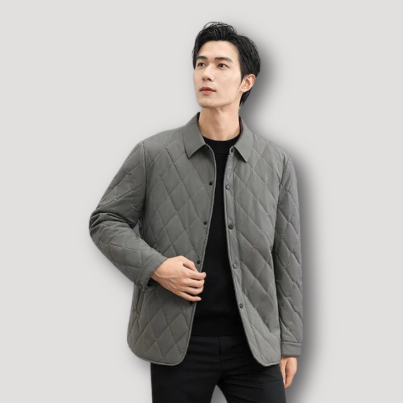 Buttoned Up Quilted Jacket for Men