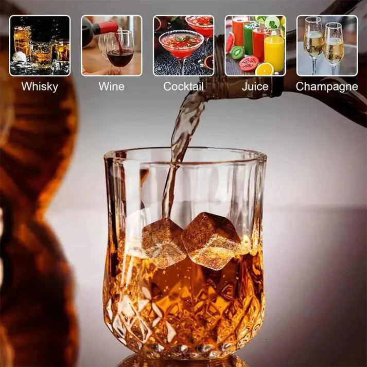 Glass Whiskey Bottle Box Gift - Crafted Wooden Box - Granite Chilling Stone