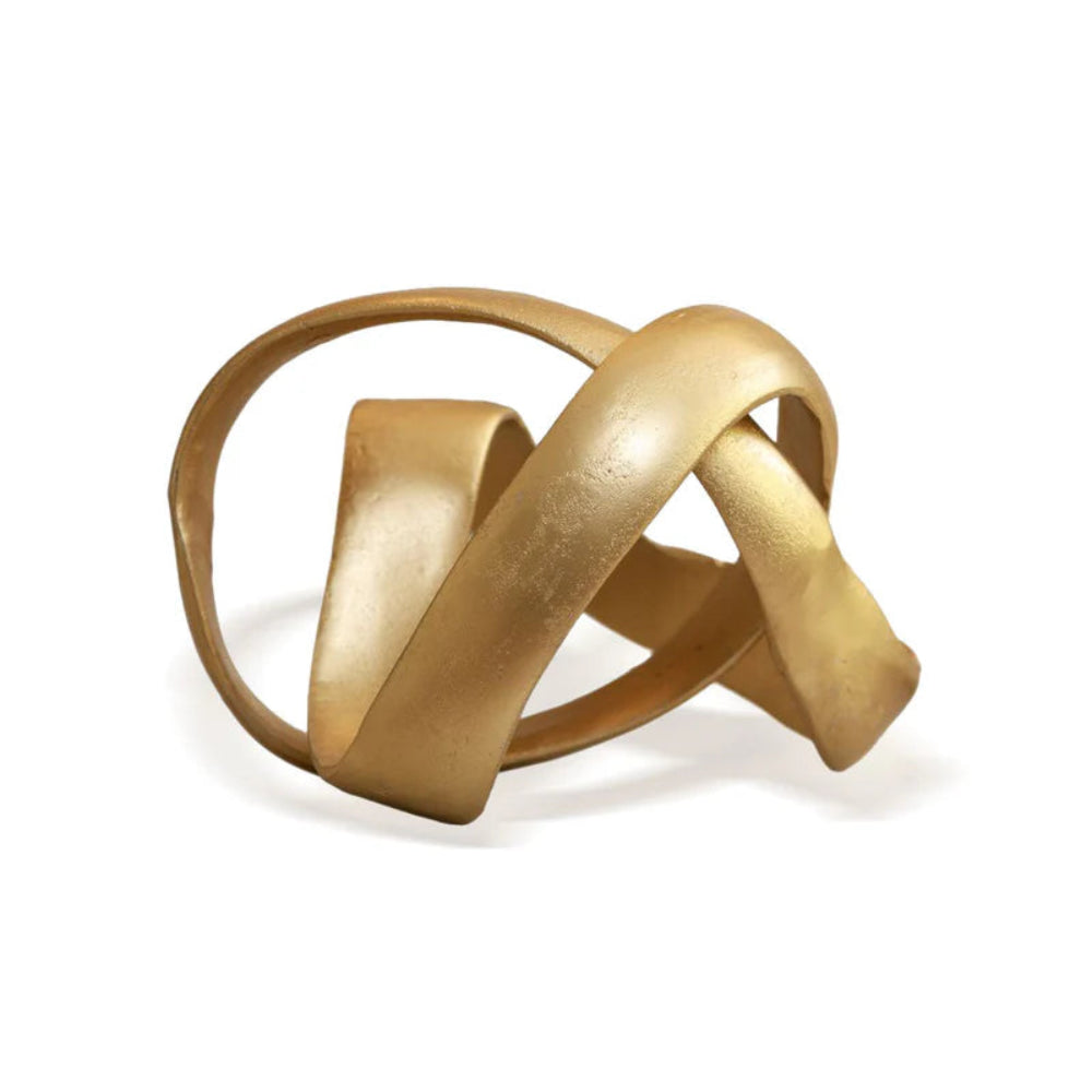 Gold Knot Sculpture Decor -  Distressed Finish - Durable Aluminum Material