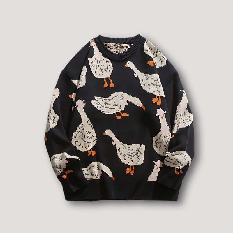 Goose Duck Pattern Graphic Knitted Sweaters