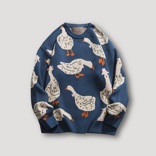 Goose Duck Pattern Graphic Knitted Sweaters