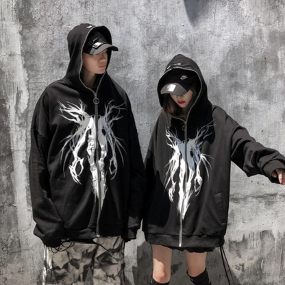 Lightning Monster Black Full Zip Up Graphic Hoodie Hoodie